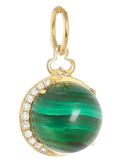 Devon Woodhill 18k Yellow Gold Malachite Moon Charm Necklace