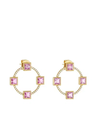 Devon Woodhill 18k Yellow Gold Pink Sapphire Club Earrings