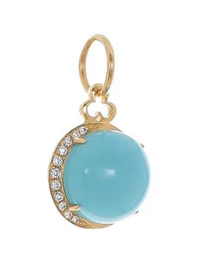 Devon Woodhill Moon Turquoise And Diamond Pendant In Gold