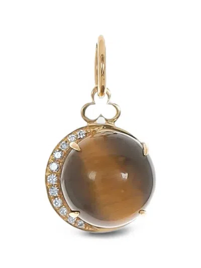 Devon Woodhill Tiger's Eye And Diamond Charm In Gold
