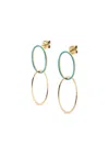 Devon Woodhill Yellow Gold Turquoise Double Circle Earrings In Gold