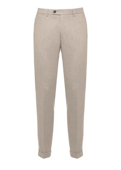 Devore Beige Tailored Wool Straight-leg Pants