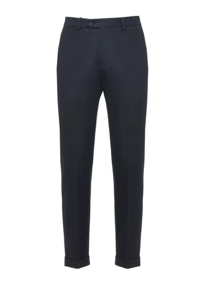 Devore Blue Tailored Wool Straight-leg Pants