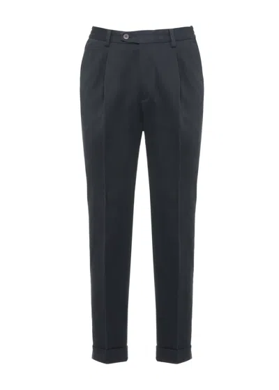 Devore Blue Tailored Wool Straight-leg Pants In Black