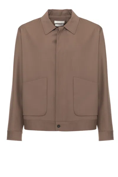 Devore Boxy Wool Jacket With Classic Collar And Concealed Fastening In Brown