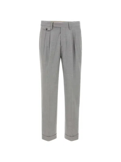 Devore Double-pleated Cuffed Trousers In Gray