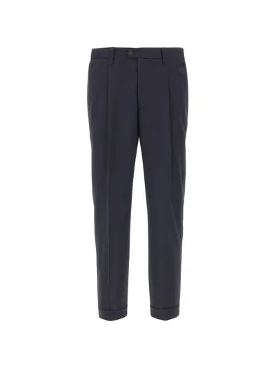 Devore Front-pleats Trousers In Blue