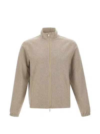 Devore High-neck Zip-up Jacket In Neutral