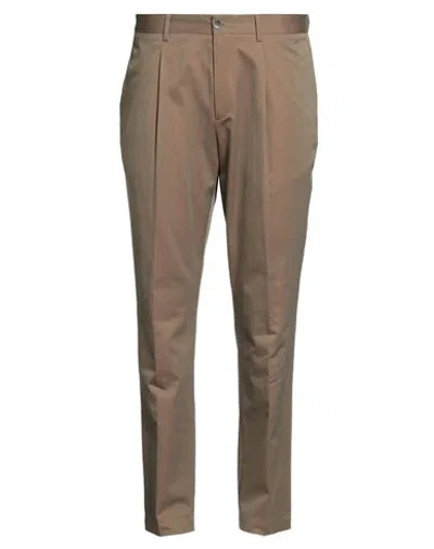 Devore Incipit Man Pants Brown Size 40 Cotton, Silk, Elastane