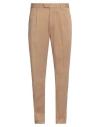 Devore Incipit Man Pants Camel Size 40 Cotton, Silk, Elastane In Beige