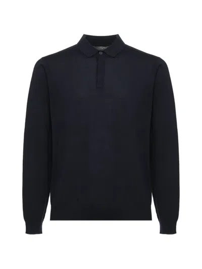 Devore Long-sleeve Polo Shirt In 블루