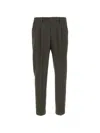 Devore Micro-texture Pleated Trousers In Green