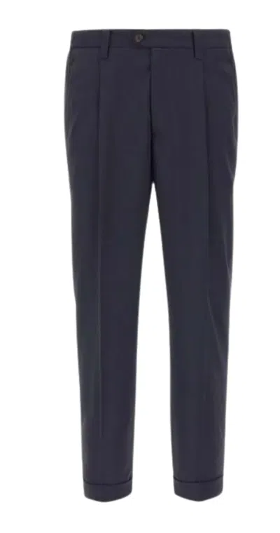 Devore Midnight Blue Cotton Trousers