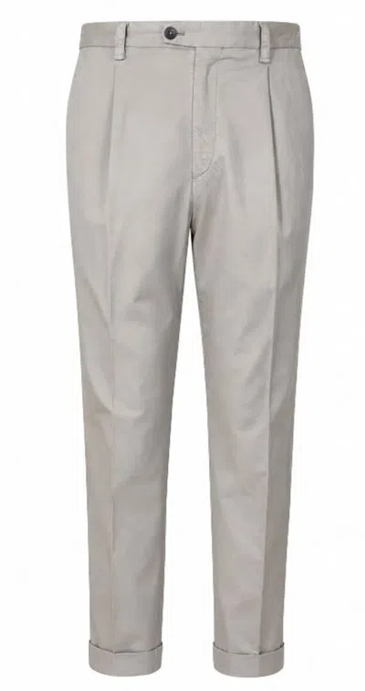 Devore Mud Grey Cotton Trousers In Gray