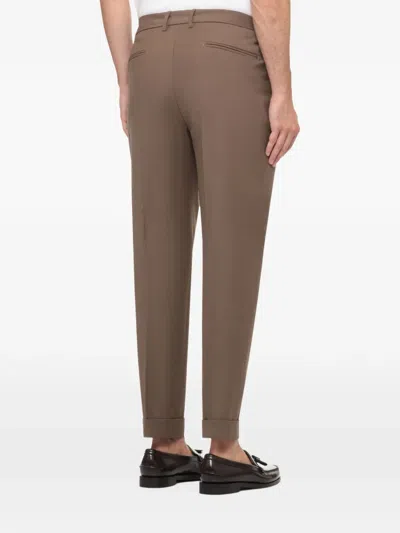 Devore Pleat-detail Turn-up Trousers In Brown
