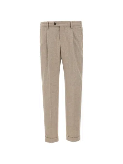 Devore Pleated Brushed Trousers In Neutral