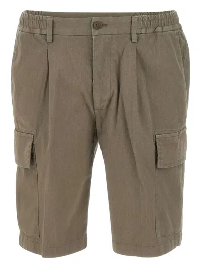 Devore Pleated Cargo Shorts In Green