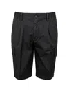 Devore Pleated Cargo Shorts In Black