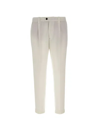 Devore Pleated Cuff Trousers In White