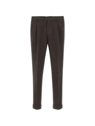 Devore Pleated Cuffed Trousers In Black