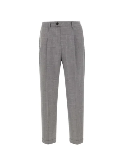 Devore Pleated Cuffed Trousers In Gray