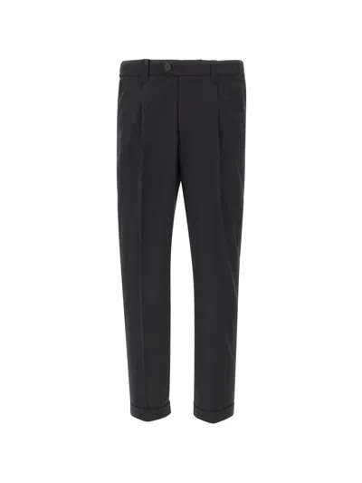 Devore Pleated Cuffed Trousers In Blue