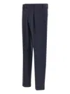 Devore Pleated Front-button Trousers In Blue