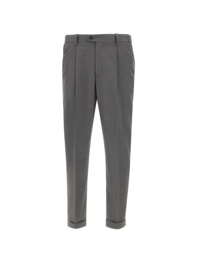 Devore Pleated Trousers In Gray