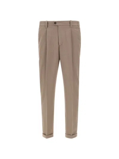 Devore Pleated Trousers In Neutral