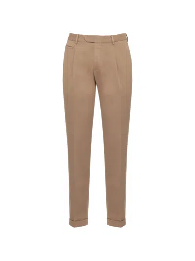 Devore Pleated Turned-up Trousers In Neutrals