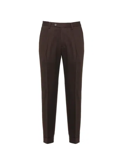 Devore Pleated Turn-up Trousers In 브라운