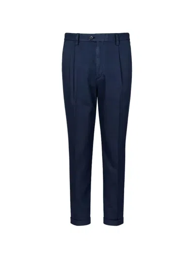 Devore Pleated Turn-up Trousers In Blue