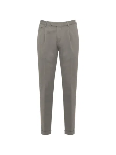 Devore Pleated Turn-up Trousers In Grey