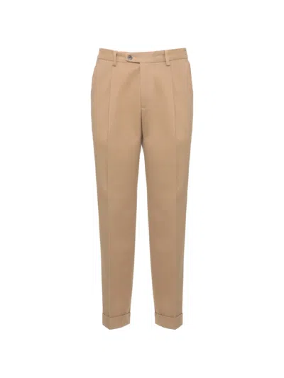 Devore Pleated Turn-up Trousers In Neutrals