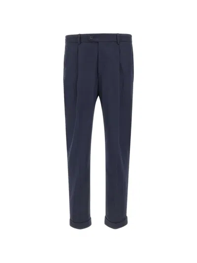 Devore Pleated-front Brushed-finish Trousers In Blue