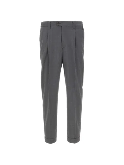 Devore Pleats Cuffed Trousers In Gray
