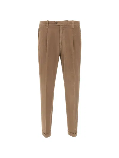 Devore Ribbed Trousers In Brown