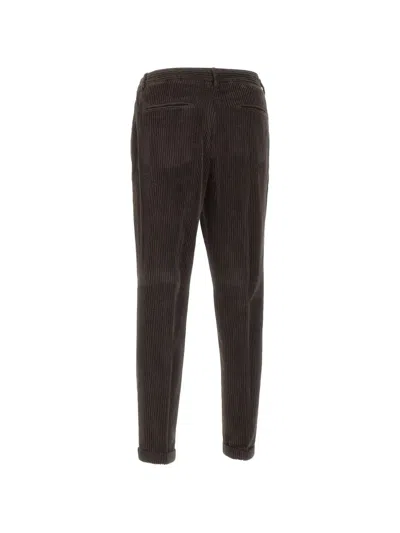 Devore Ribbed Turn-up Trousers In Brown