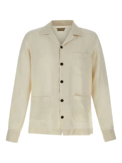 Devore Rick Button-up Linen Shirt In Neutral