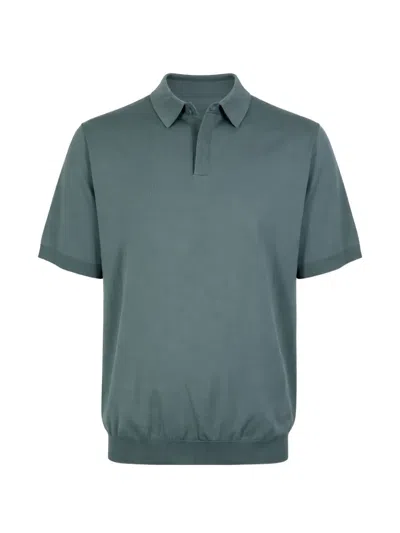 Devore Short-sleeve Knitted Polo Shirt In Green