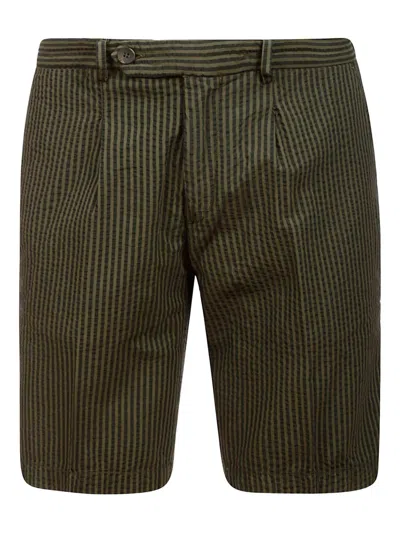 Devore Striped Cotton Shorts In Green