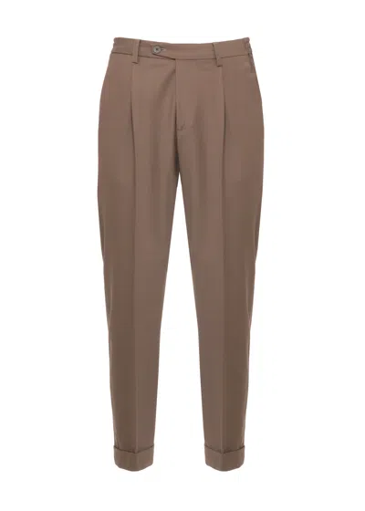 Devore Tailored Wool Pants With Elastic Inserts And Four Pockets In Brown