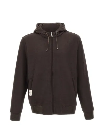 Devore Zip-up Drawstring Hoodie In Brown