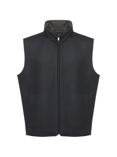Devore Zip-up Gilet In Blue