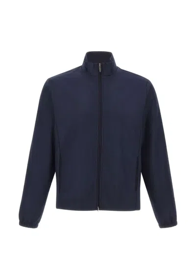 Devore Zip-up High-neck Jacket In Blue
