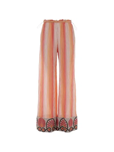 Devotion Alikto Stripe-print Flared Trousers In Orange