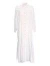 Devotion Button-front Tiered Shirt Maxi Dress In White