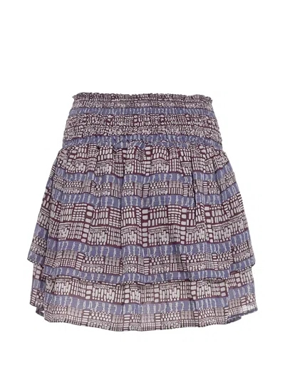 Devotion Clond Ruffled Patterned Mini Skirt In Blue