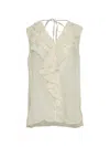 Devotion Elaria Ruffled-neck Blouse In Neutral