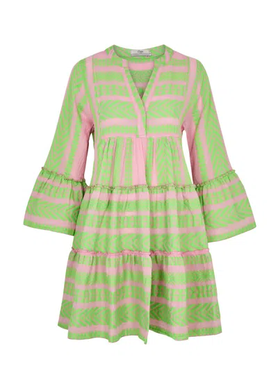 Devotion Ella Embroidered Cotton-blend Mini Dress In Green